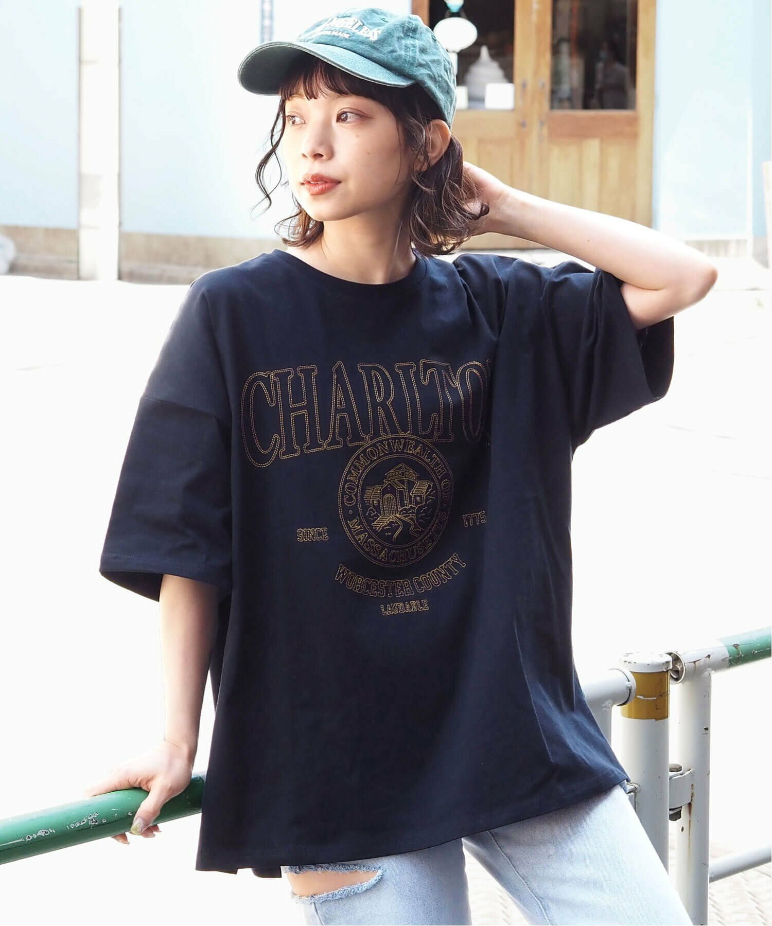 tiptop/カレッジ刺繍BIGTシャツ